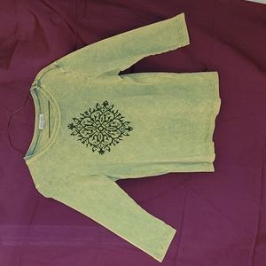 Xcit u.s.a Green 3/4 length sleeve shirt with design